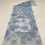 Laser Floral Applique Bead and Sequin Embroidered Fabric