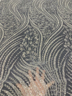 Wavy Bugle Bead & 3/4mm Sequin Embroidery Fabric — fabric photo 2