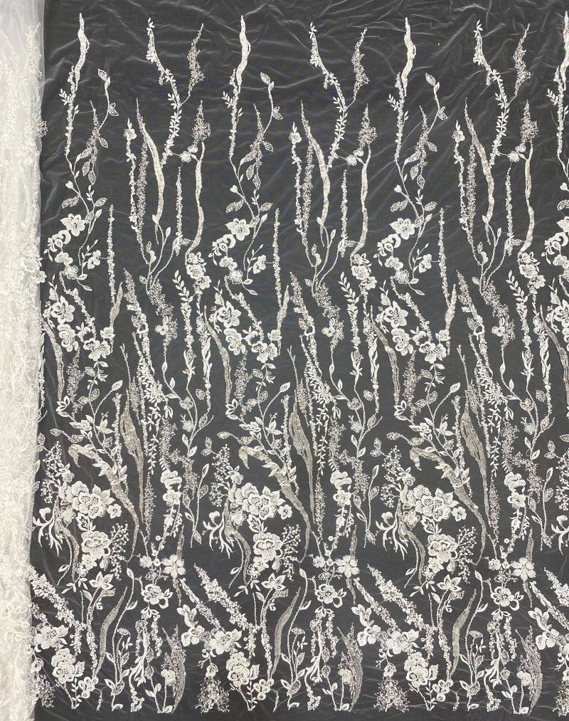 Bead Foam & 3/4mm Sequin Bridal Dress Fabric — fabric photo 6