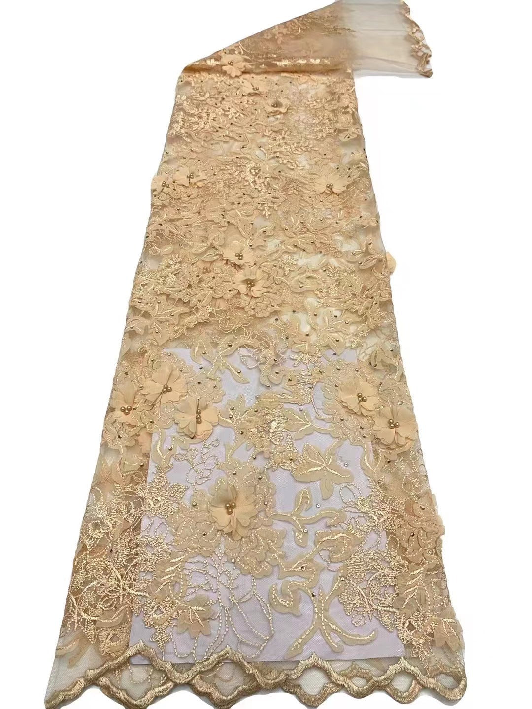 3D Laser-Cut Embroidered Bridal Fabric — fabric photo 3