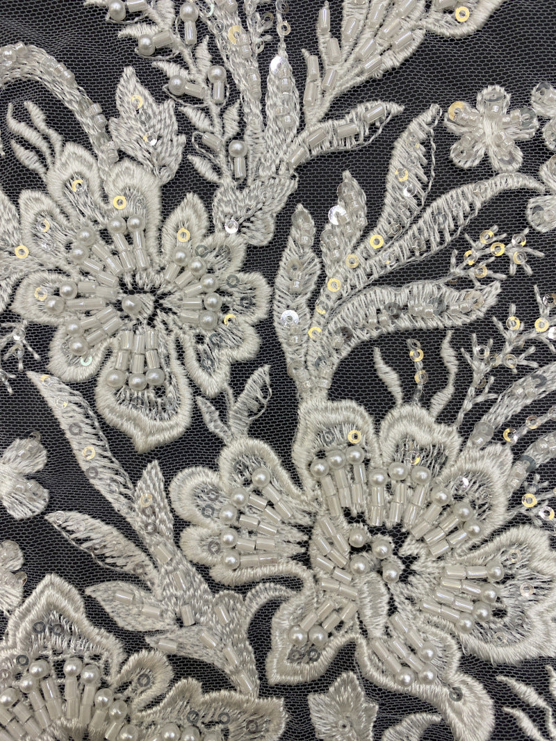 Symmetrical Bugle Bead & 3/4mm Sequin Fabric — fabric photo 3