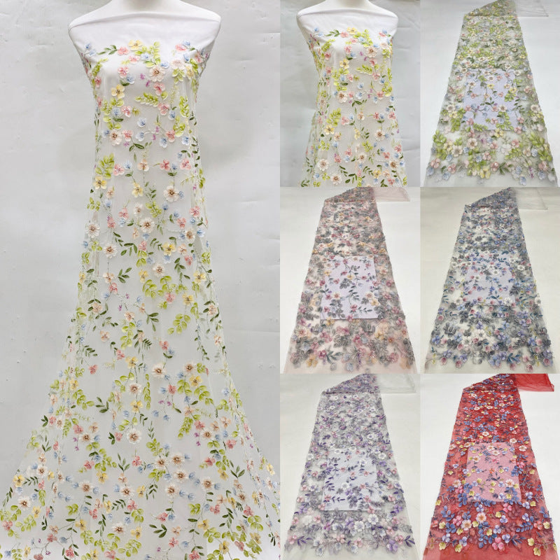 Botanical Laser Print Bead Sequin Embroidery Fabric