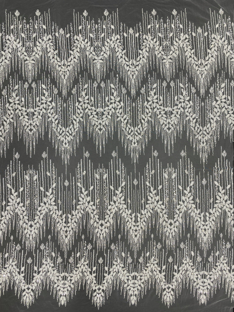 Sequin & Bugle-Bead Embroidered Bridal Fabric – Design 16063 — fabric photo 6