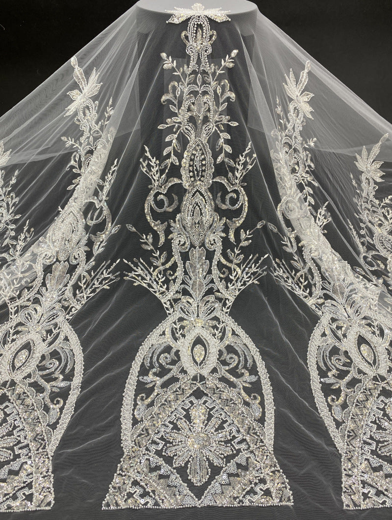 Sequin & Bubble-Bead Embroidered Bridal Fabric – Design 95295