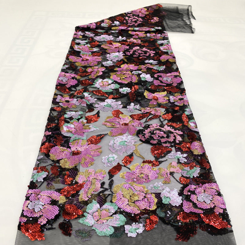 Botanical Laminated Sequin Embroidered Fabric
