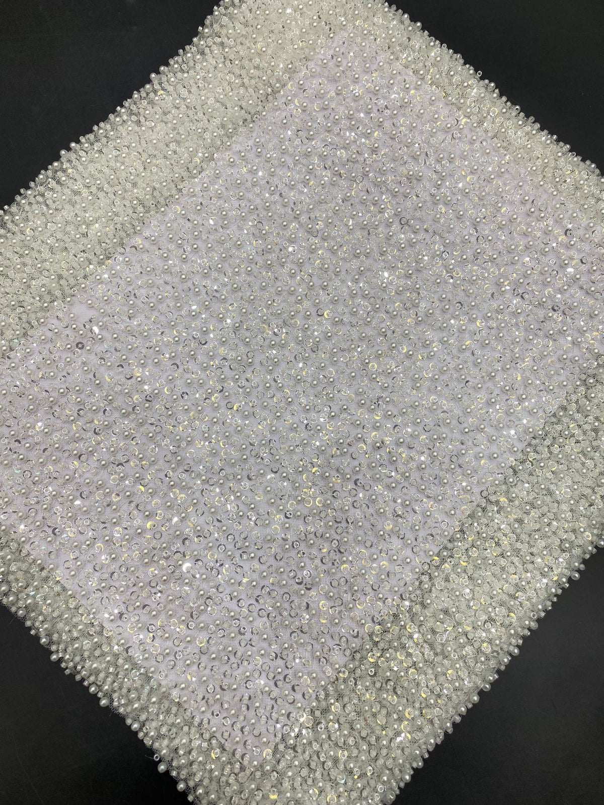 Crystal-Look Sequin Embroidered Bridal Fabric — fabric photo 6