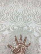 Sequin & Bubble-Bead Embroidered Bridal Fabric – Design 03839 — fabric photo 4