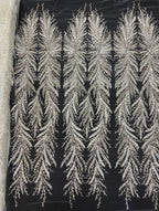 Silver Raised-Bead and 3/5 mm Crystal Sequin Bridal Fabric — fabric photo 5