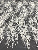 Floral Bead & Sequin Embroidered Bridal Fabric — fabric photo 6
