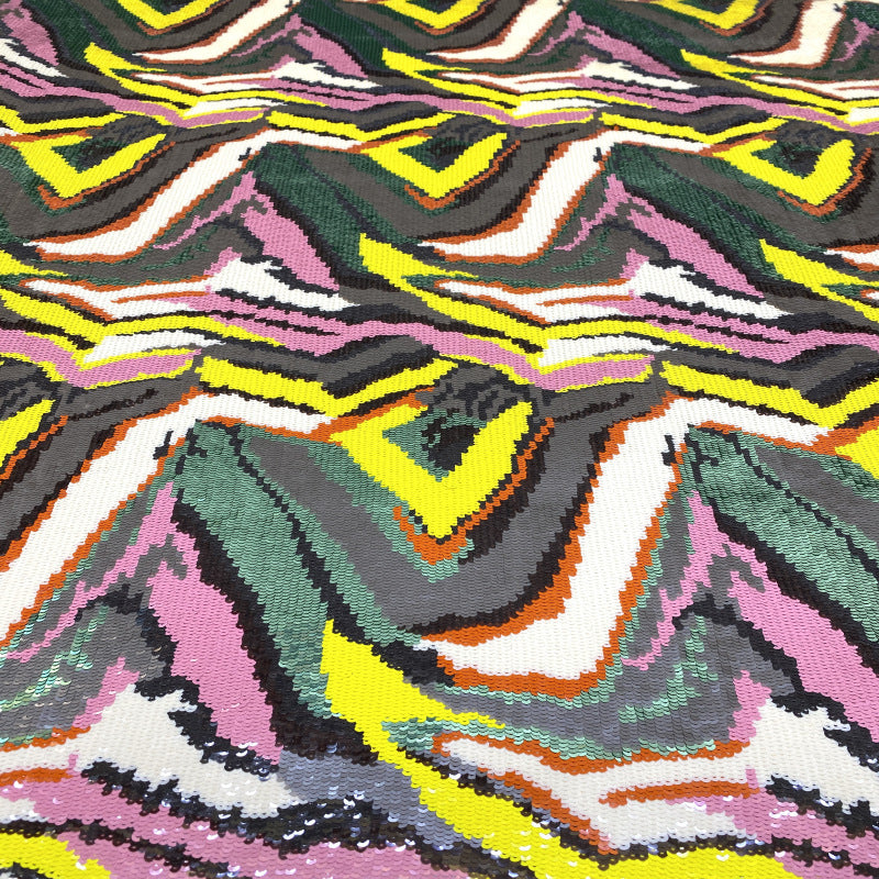 Zebra Stripe Elastic Mesh Sequin Fabric — fabric photo 3