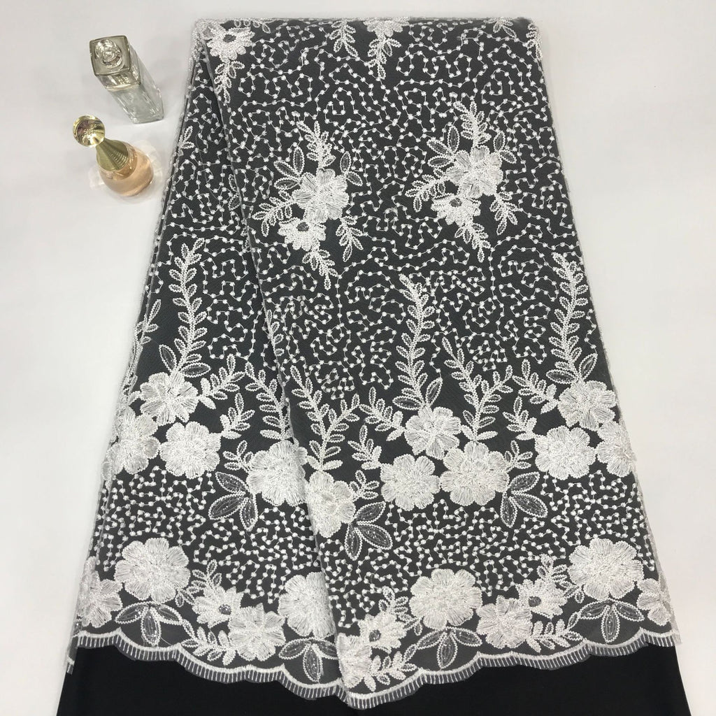 Rose Cordwork and Sequin Embroidered Fabric — fabric photo 6