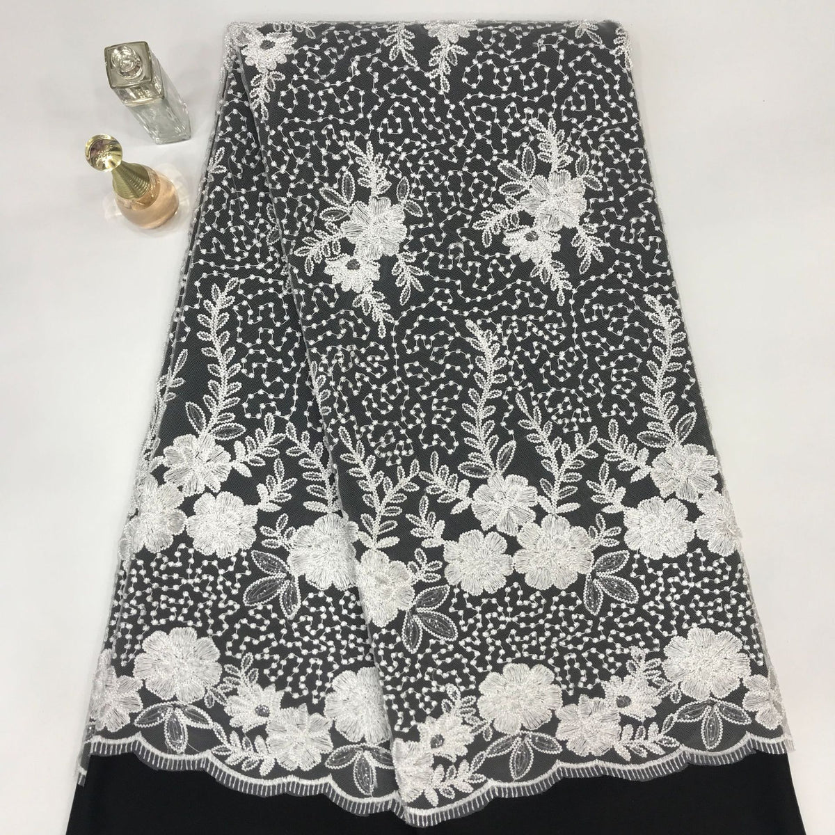 Rose Cordwork and Sequin Embroidered Fabric — fabric photo 6