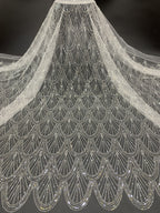 Vintage Beaded Fabric with 3/5 mm Clear Sequins