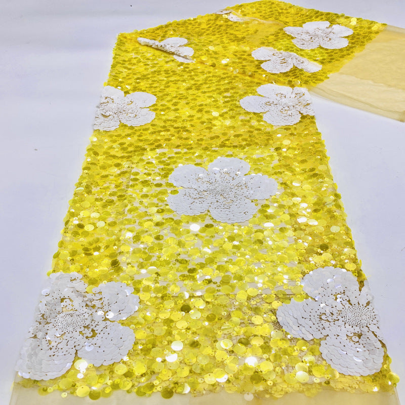 3/5/7/9/12 mm Sequin Embroidered Bridal Fabric — fabric photo 2