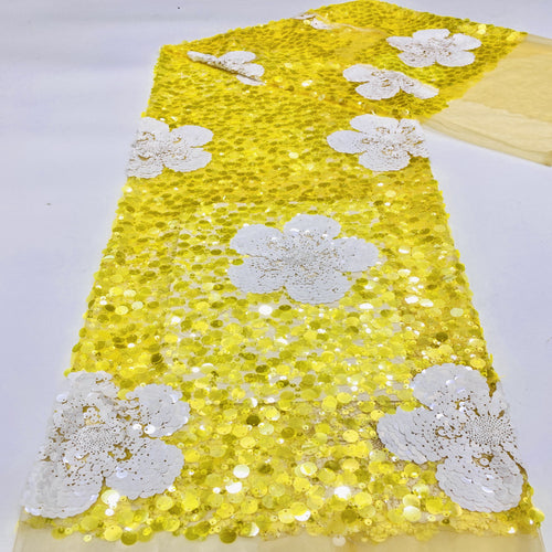 3/5/7/9/12 mm Sequin Embroidered Bridal Fabric — fabric photo 2