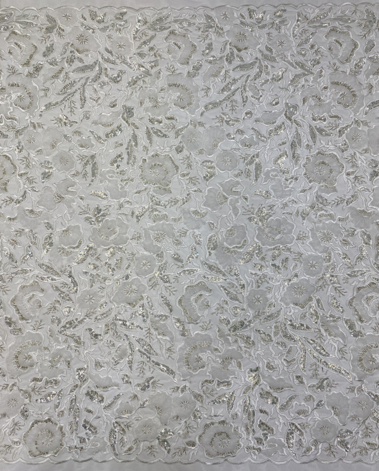 Corded Bugle Bead & 4/7 mm Crystal Sequin Fabric — fabric photo 6