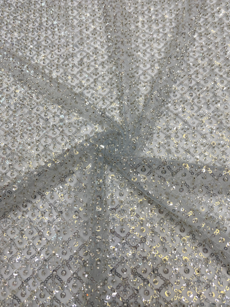 Mini Diamond Bead & Crystal Sequin Fabric — fabric photo 2