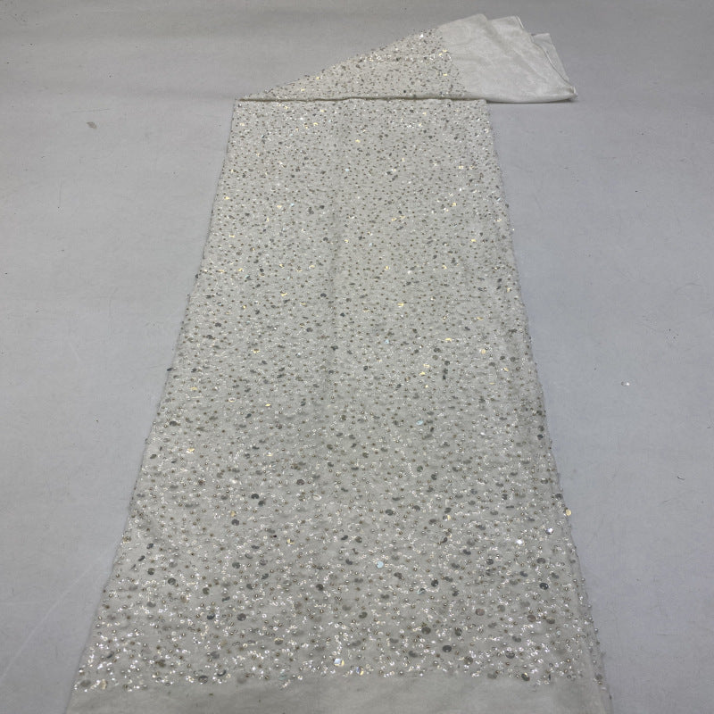 3/7 mm Sequin & Bubble-Bead Embroidered Velvet-Base Fabric — fabric photo 4