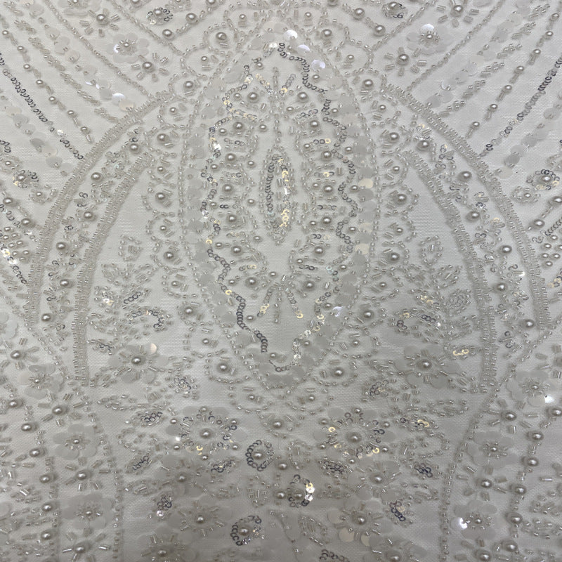 Four-Bead Raised-Bead and Sequin Embroidered Fabric — fabric photo 5