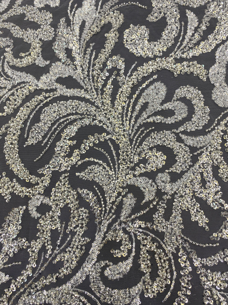 2/4 mm Sequin Embroidered Bridal Fabric – Design 16191 — fabric photo 5