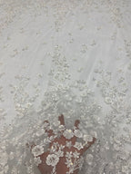 3D Symmetrical Floral Foam Bead & 3mm Sequin Fabric — fabric photo 5