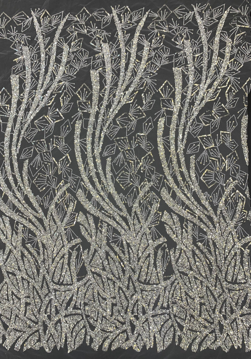 Crystal Sequin Bead Embroidery Fabric for Gowns — fabric photo 6
