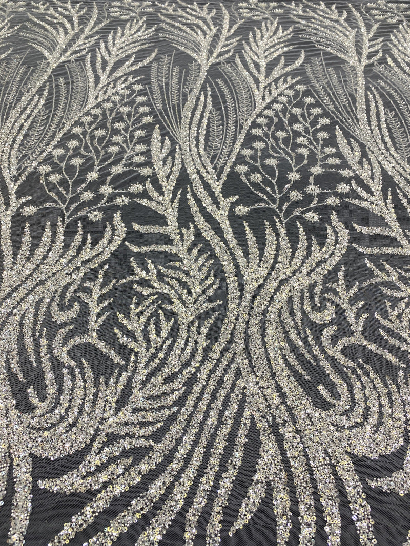 Foam Bead & Sequin Embroidered Bridal Fabric — fabric photo 6