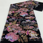 Landscape Embroidery & Sequin Velvet Fabric