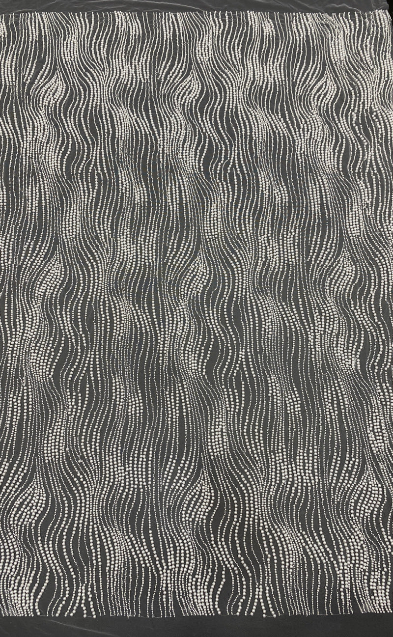 Bead and Foam Bead Embroidered Mesh Fabric — fabric photo 6