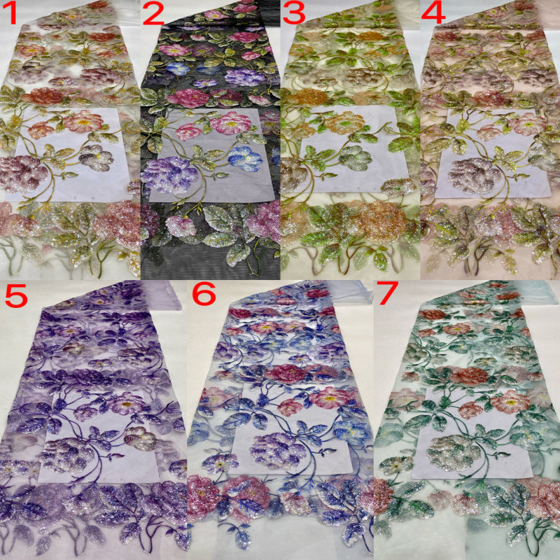 Botanical Print with Sequin Embroidery