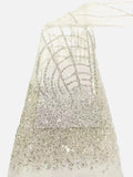 Heavy Crystal-Look Sequin & Triple-Bead Embroidered Bridal Fabric — fabric photo 2