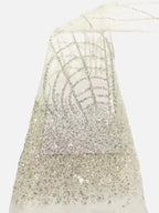 Heavy Crystal-Look Sequin & Triple-Bead Embroidered Bridal Fabric — fabric photo 2
