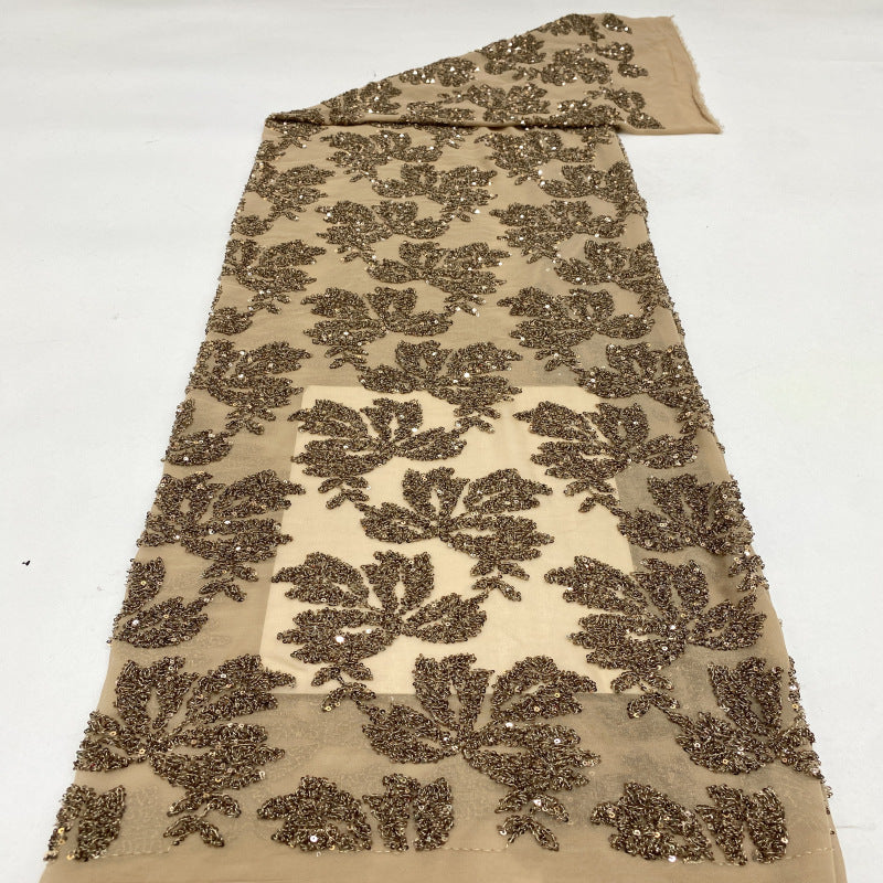 Botanical Sequin Embroidered Chiffon Fabric