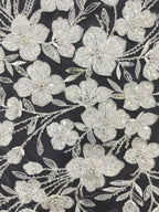 Fine Bead Embroidery & 3/4mm Sequin Dress Fabric — fabric photo 3
