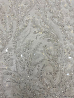 Positioned Floral Bead & 3/7mm Sequin Bridal Fabric — fabric photo 5