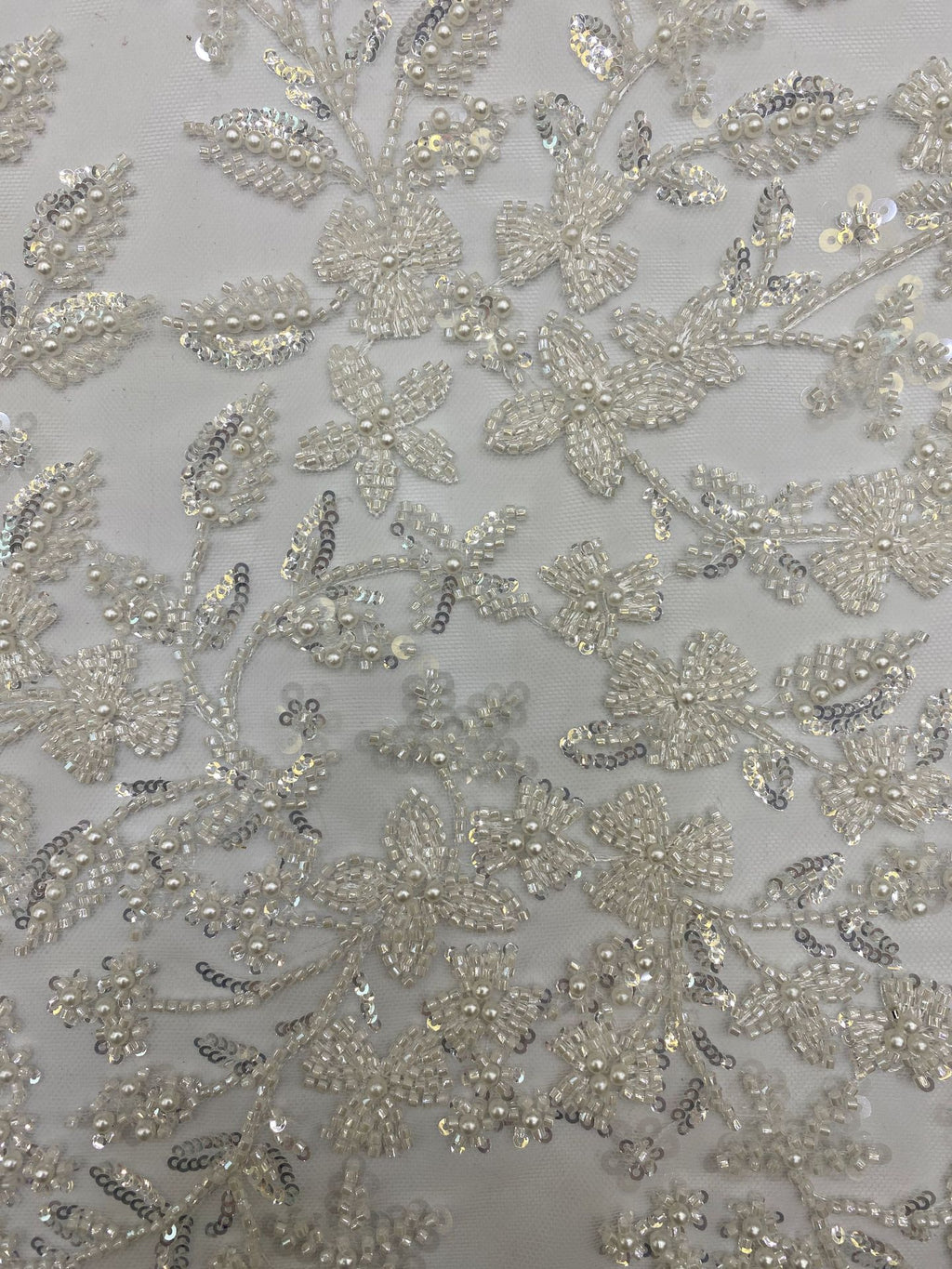 Botanical Foam Bead Sequin Wedding Fabric — fabric photo 5