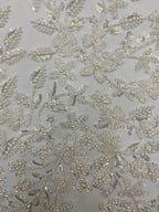 Botanical Foam Bead Sequin Wedding Fabric — fabric photo 5