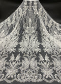 3D Floral Bugle Beaded Sequin Bridal Fabric — fabric photo 6