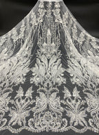 3D Floral Bugle Beaded Sequin Bridal Fabric — fabric photo 6