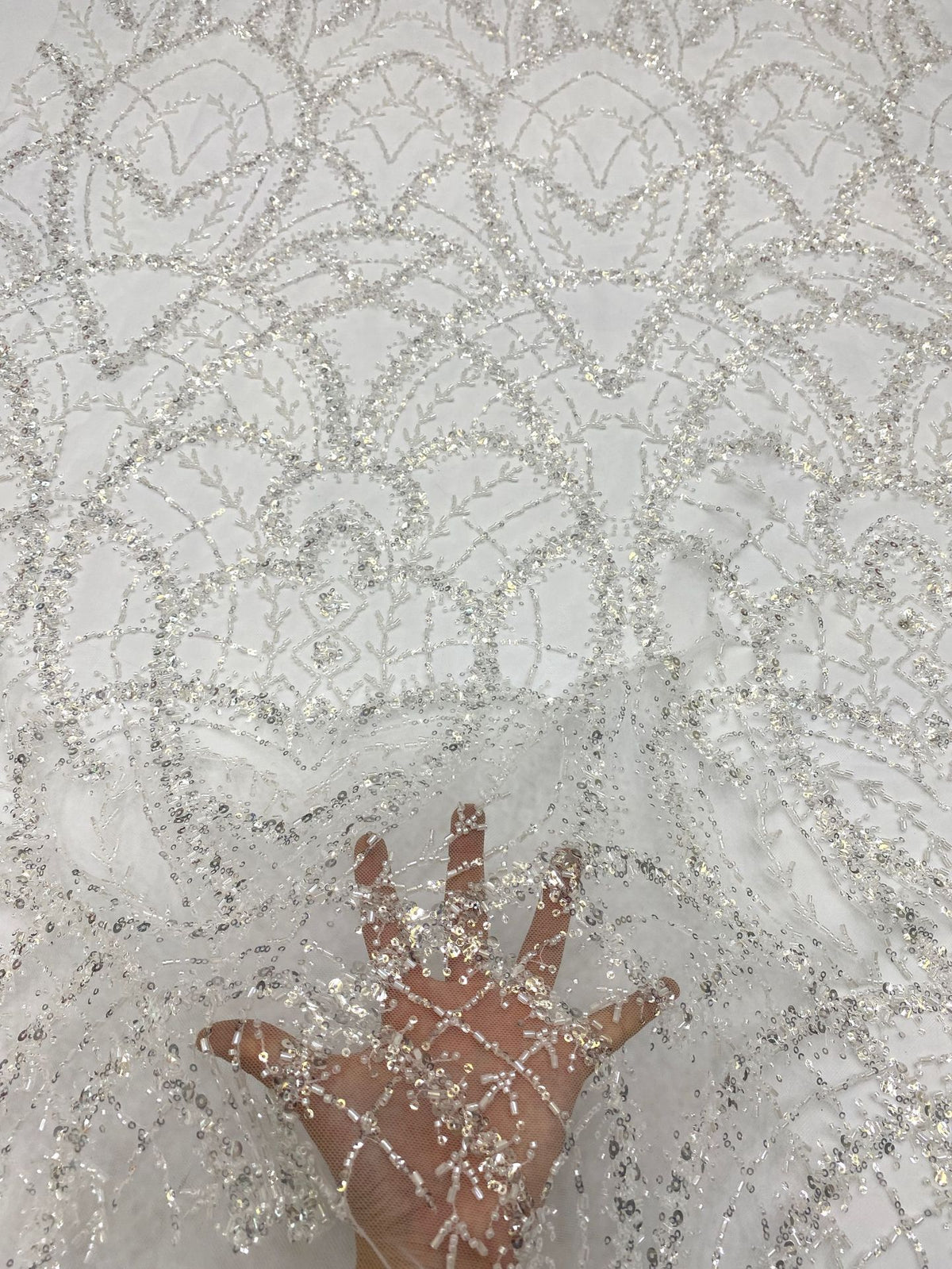 Heavy Bead Foam Sequin Embroidered Fabric — fabric photo 4