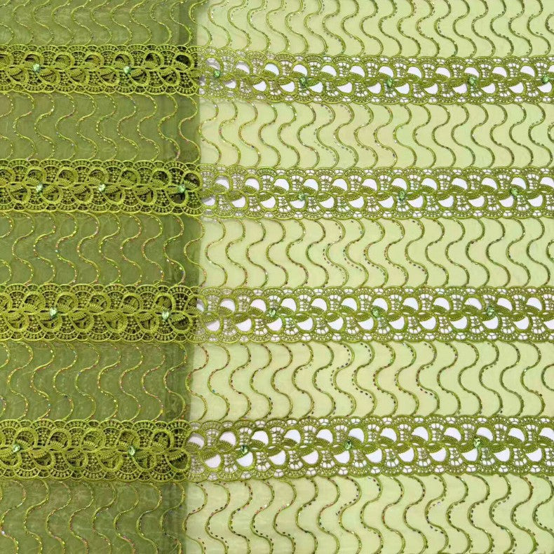 Solid-Color Rhinestone Cutwork Chiffon Lace Fabric – Per Yard