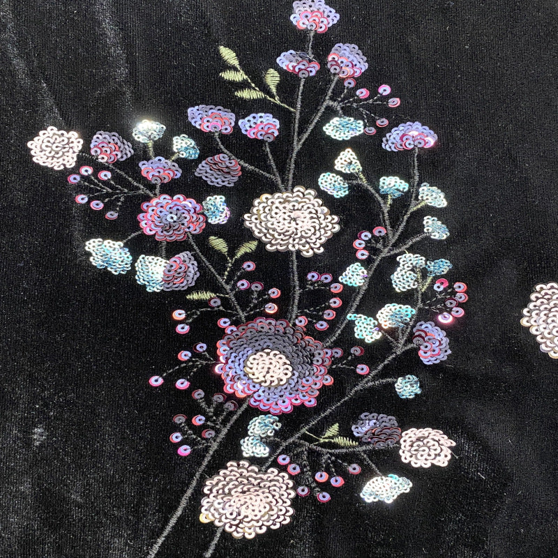 Botanical Sequin Embroidered Velvet Fabric — fabric photo 5