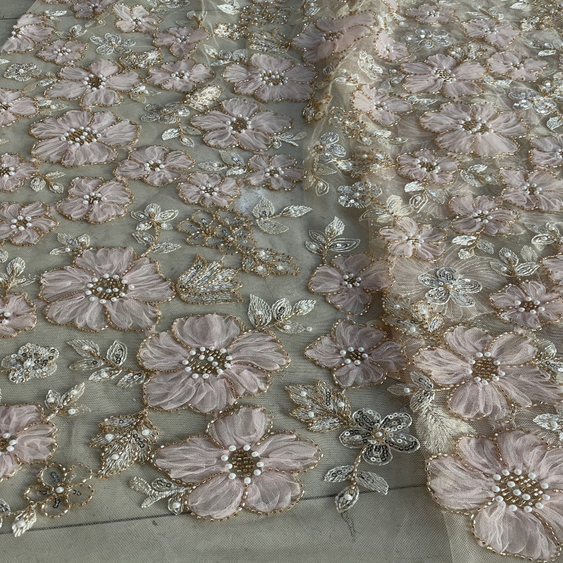 3D Disc Foam Bead Sequin Embroidery Fabric — fabric photo 5