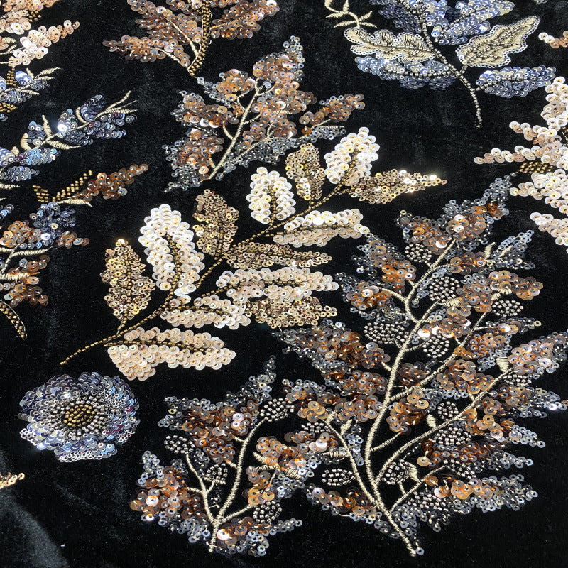 Velvet Double Bead Multicolor Sequin Fabric — fabric photo 4