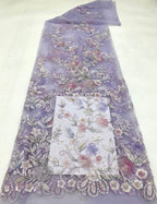 Bugle Bead with Crystal Sequin Embroidered Fabric