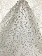 Crystal-Look Sequin & Triple-Bead Embroidered Bridal Fabric