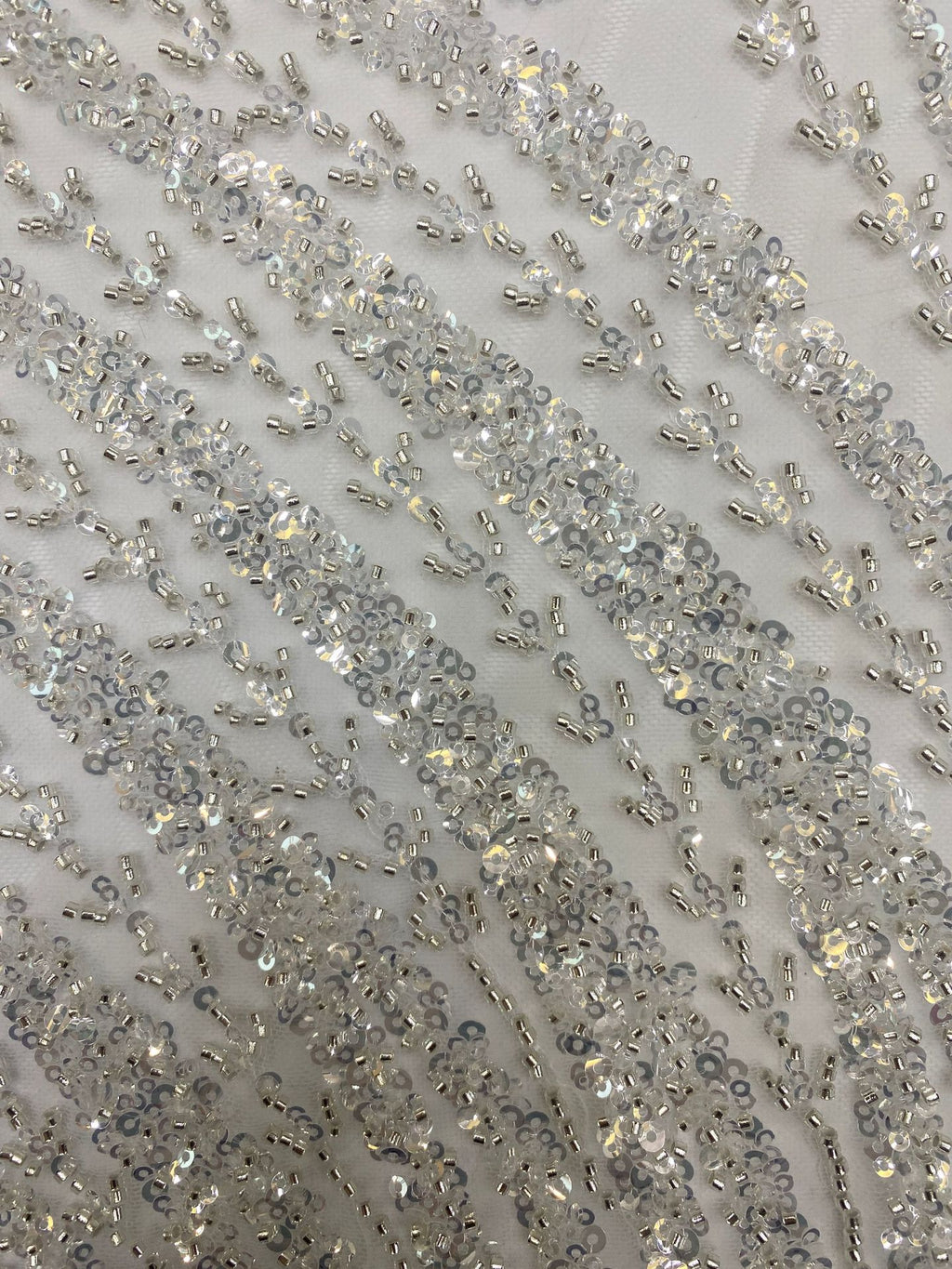 Wavy Bugle Bead & 3/4mm Sequin Embroidery Fabric — fabric photo 5