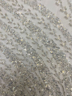 Wavy Bugle Bead & 3/4mm Sequin Embroidery Fabric — fabric photo 5