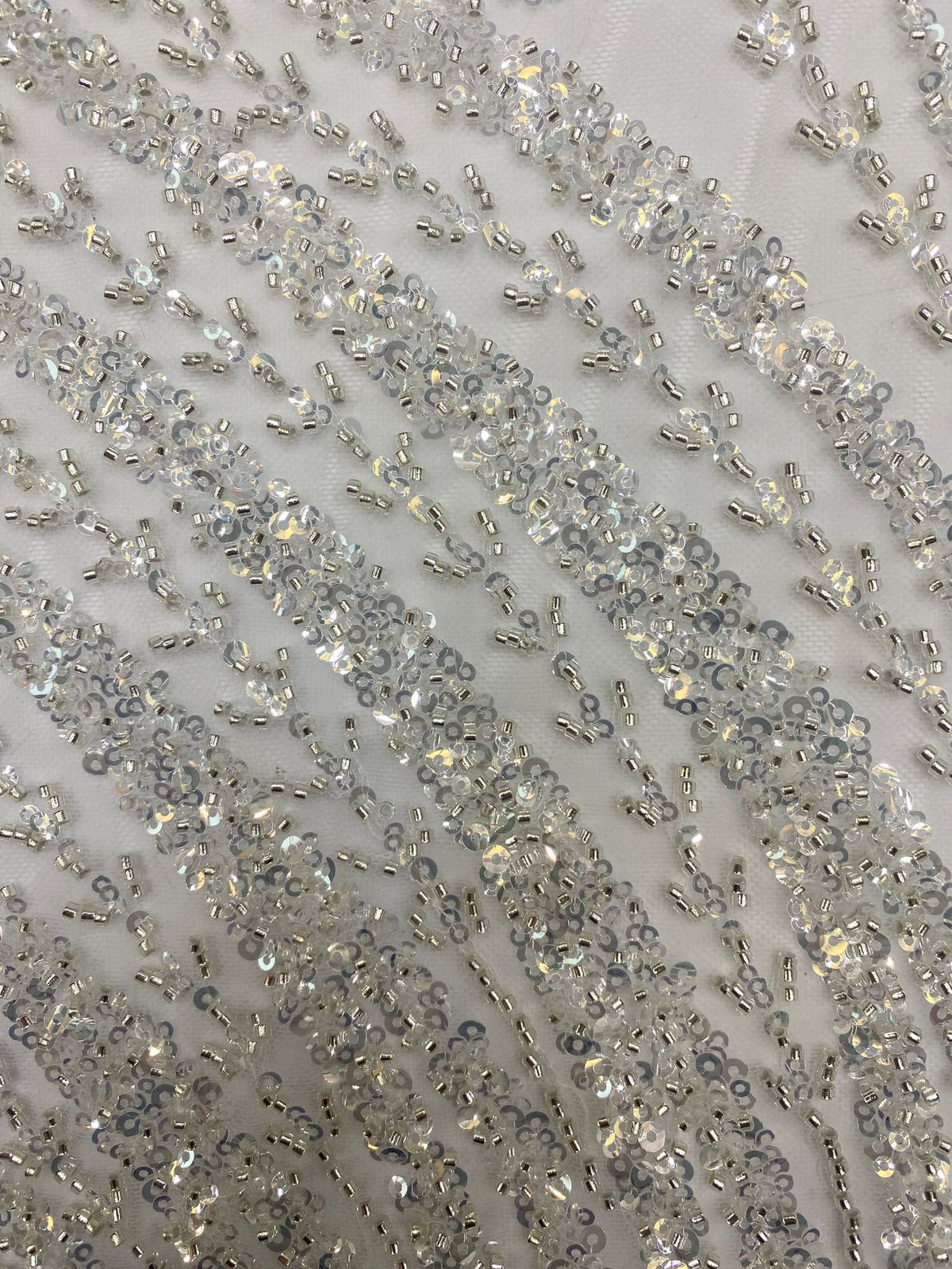 Wavy Bugle Bead & 3/4mm Sequin Embroidery Fabric — fabric photo 5