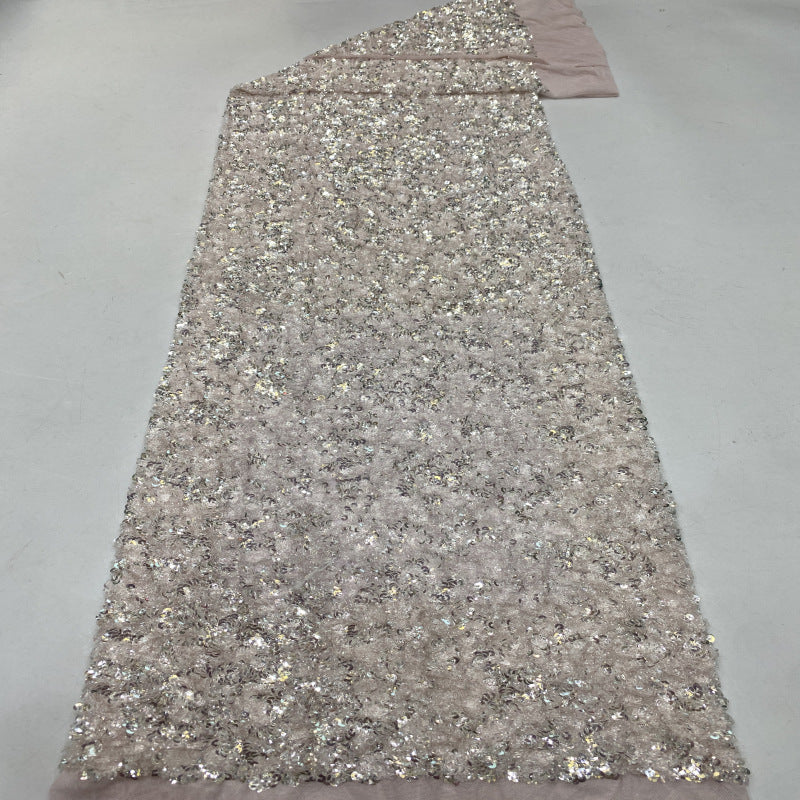Dense 5mm Sequin Embroidered Stretch Mesh